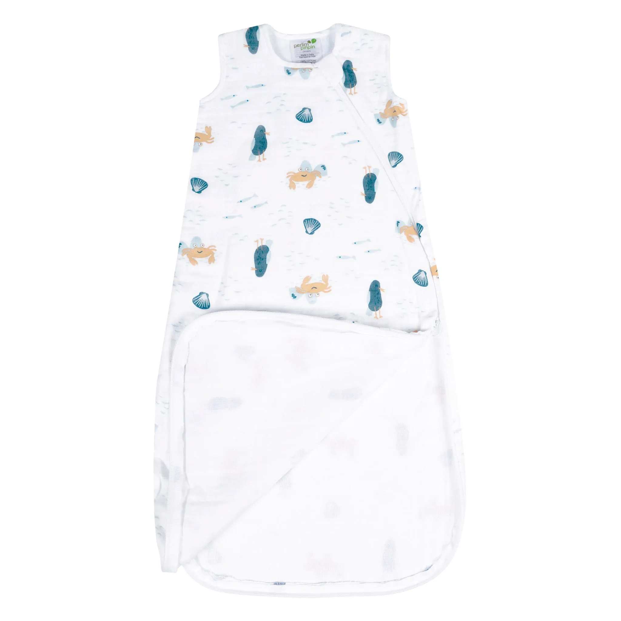 Perlimpinpin Sac de Nuit Mousseline Bambou 0-36mois - Crabe