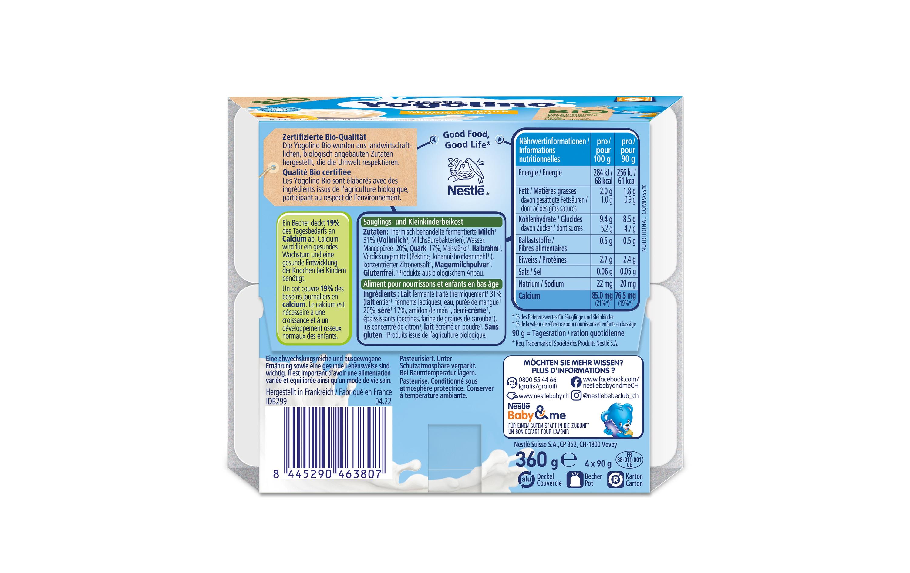 Yogolino Bio Mango & Quark 4 x 90gSäuglings- und Kleinkinderbeikost