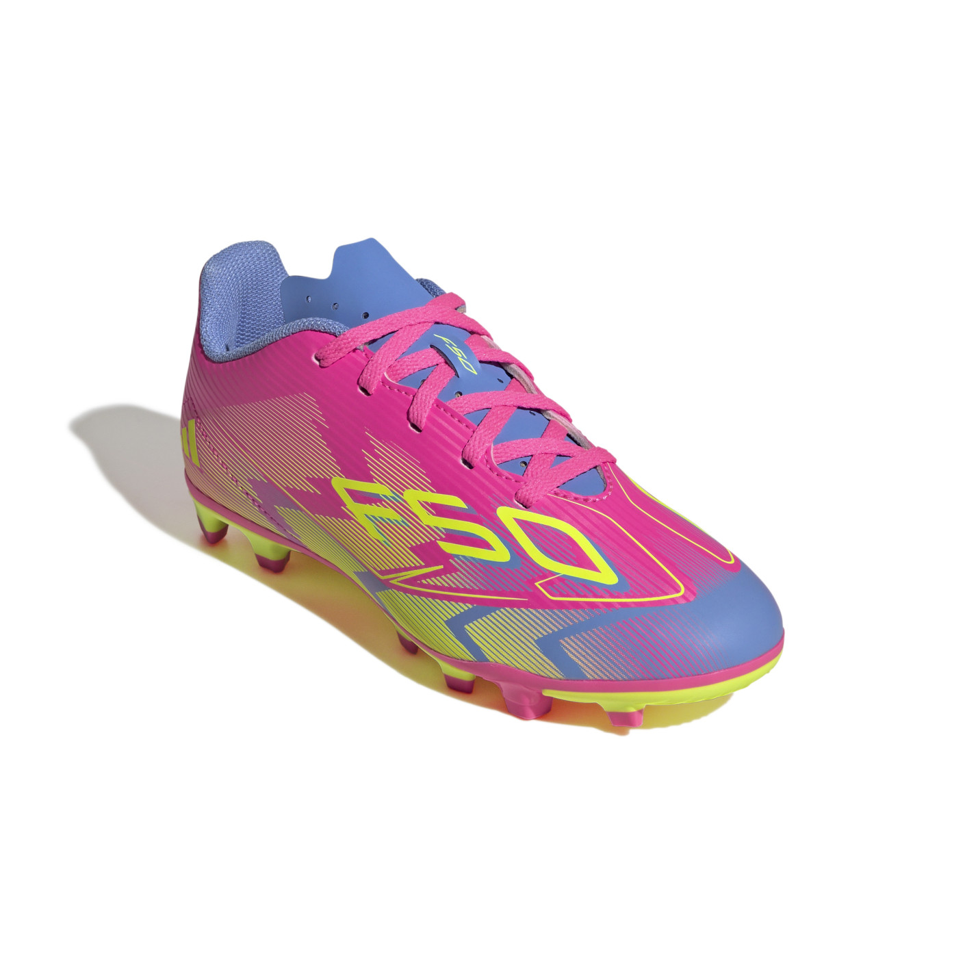 Adidas F50 Club Gras / Kunstgras Voetbalschoenen (MG) Kids Roze Neongeel Blauw