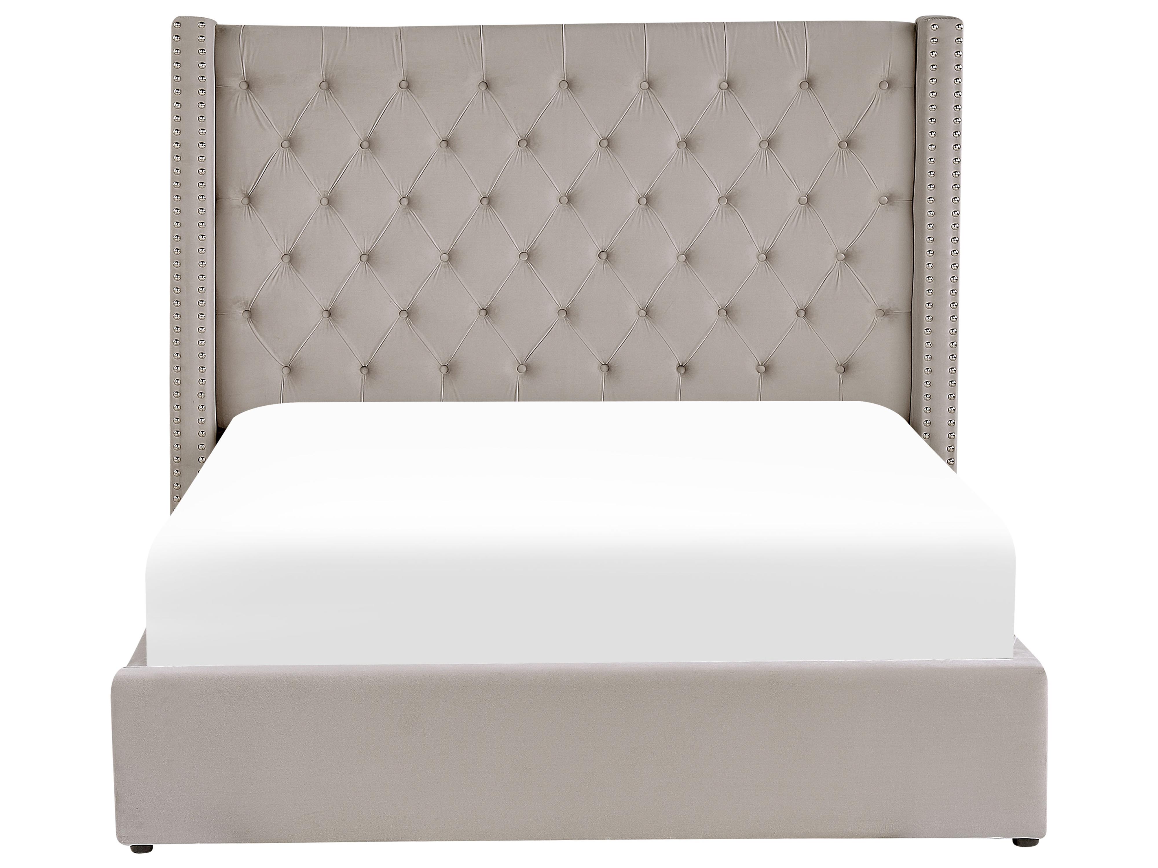 Bed met opbergruimte Fluweel LUBBON 160 x 200 cm Lichtgrijs