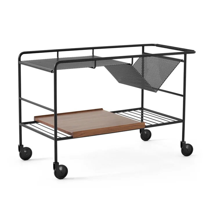 &Tradition - Alima NDS1 Servierwagen, mattschwarz/ Walnuss lackiert