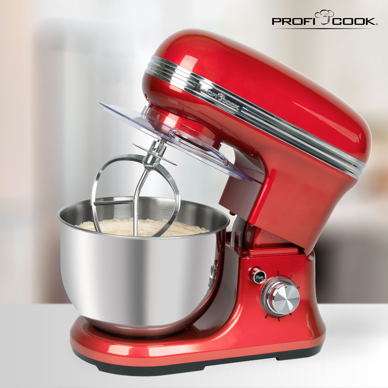 PROFICOOK Knetmaschine - rot - Vintage - 8 Stufen