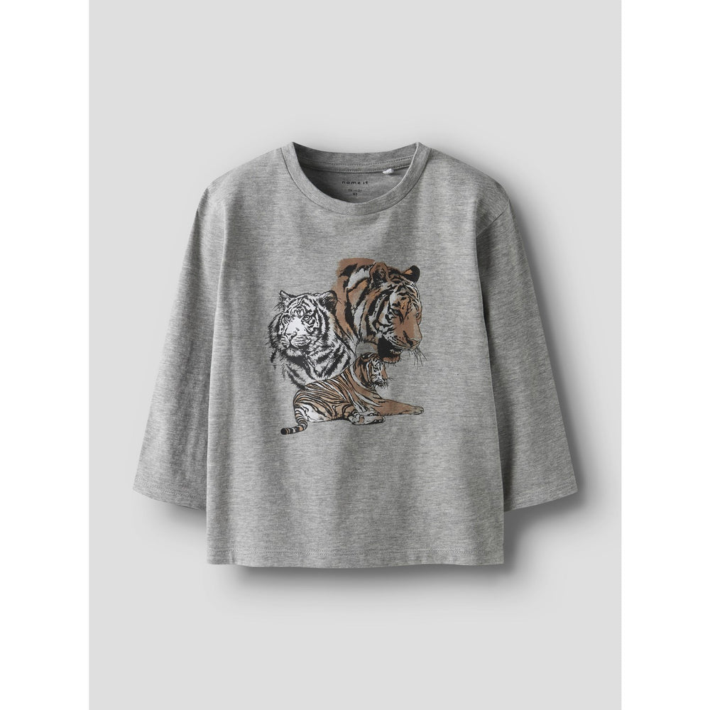 Køb Name It Grey Melange Nmmthornton Ls Nreg Top Box