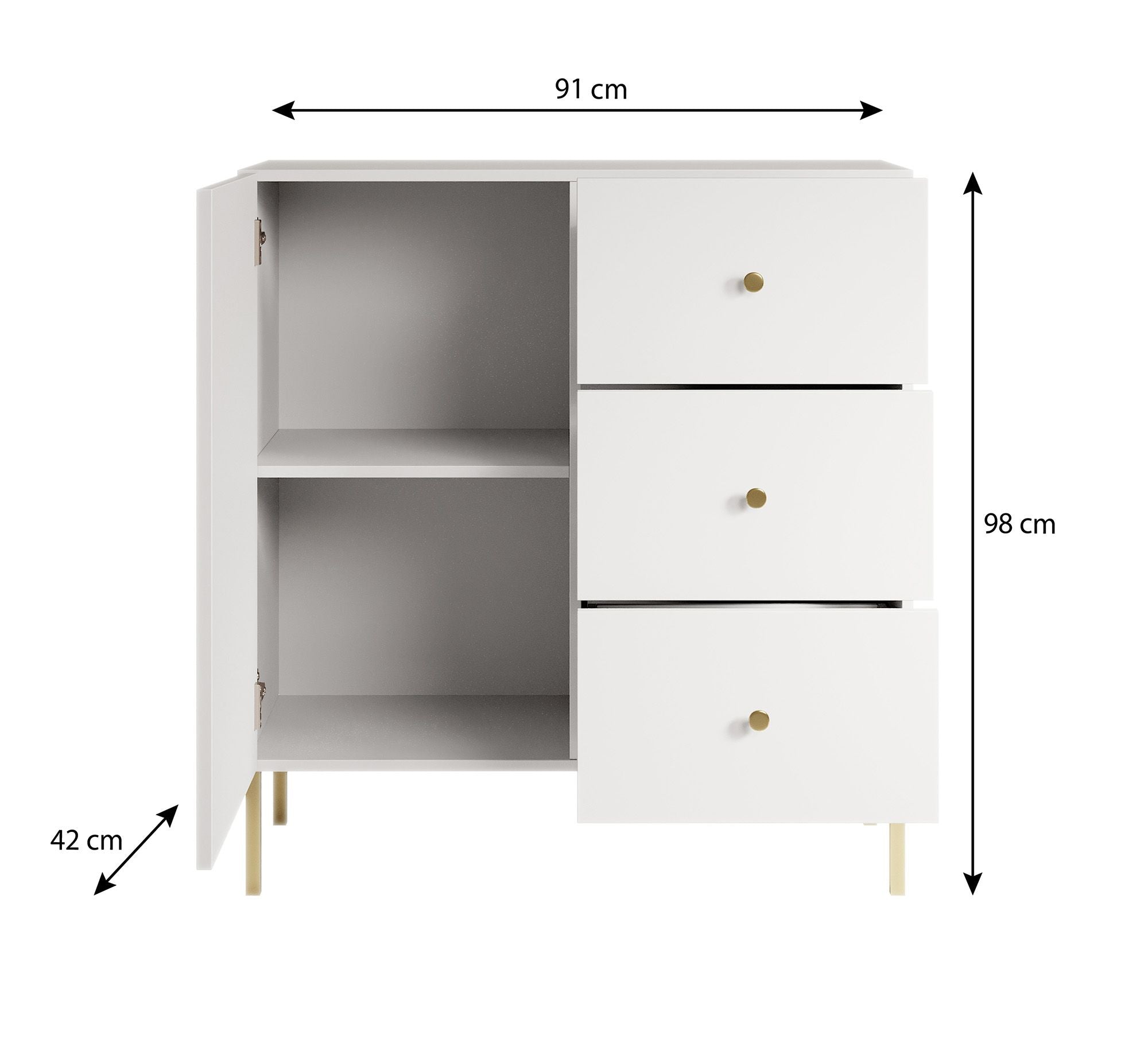 Meubella - Dressoir Vermont - Wit - 90 cm