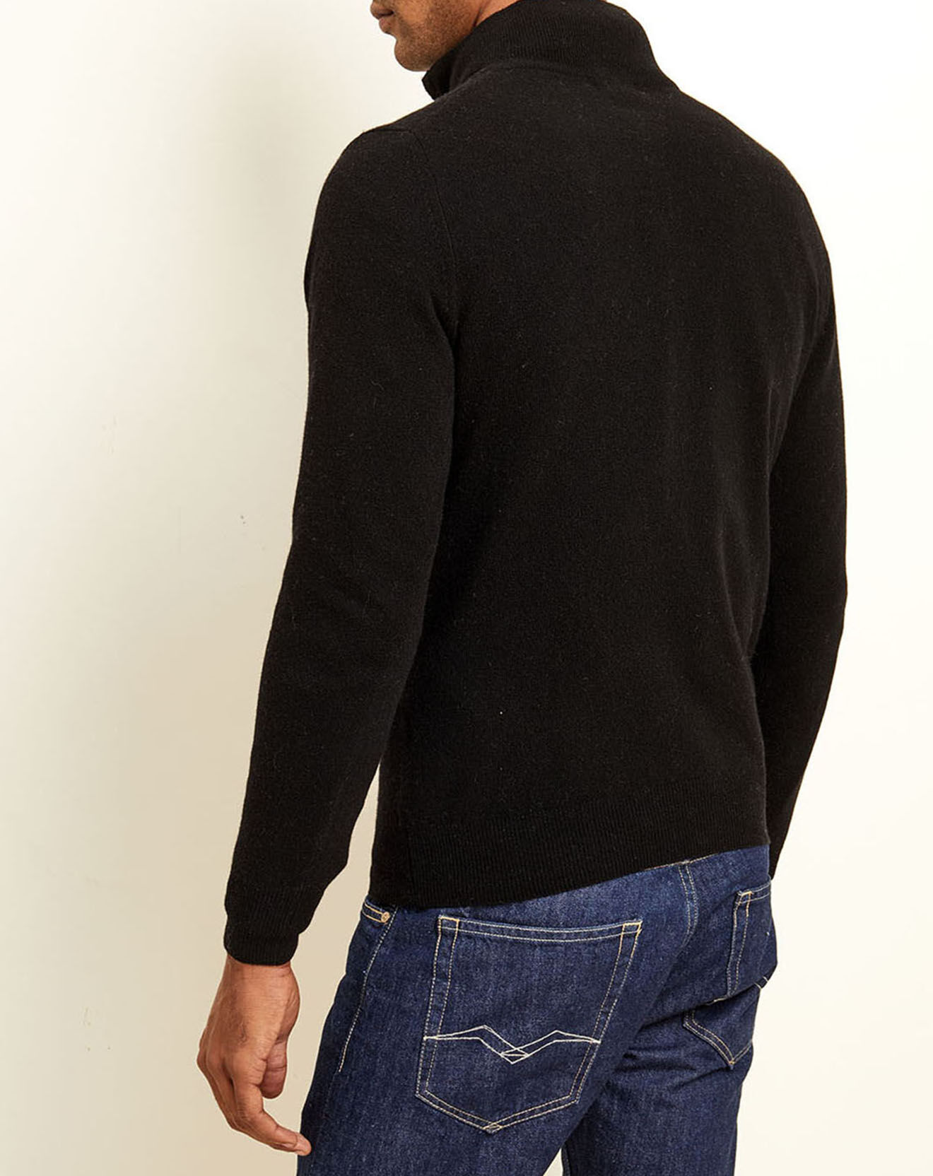 Uverny Pull 100% Cachemire col camionneur Bombay noir/gris