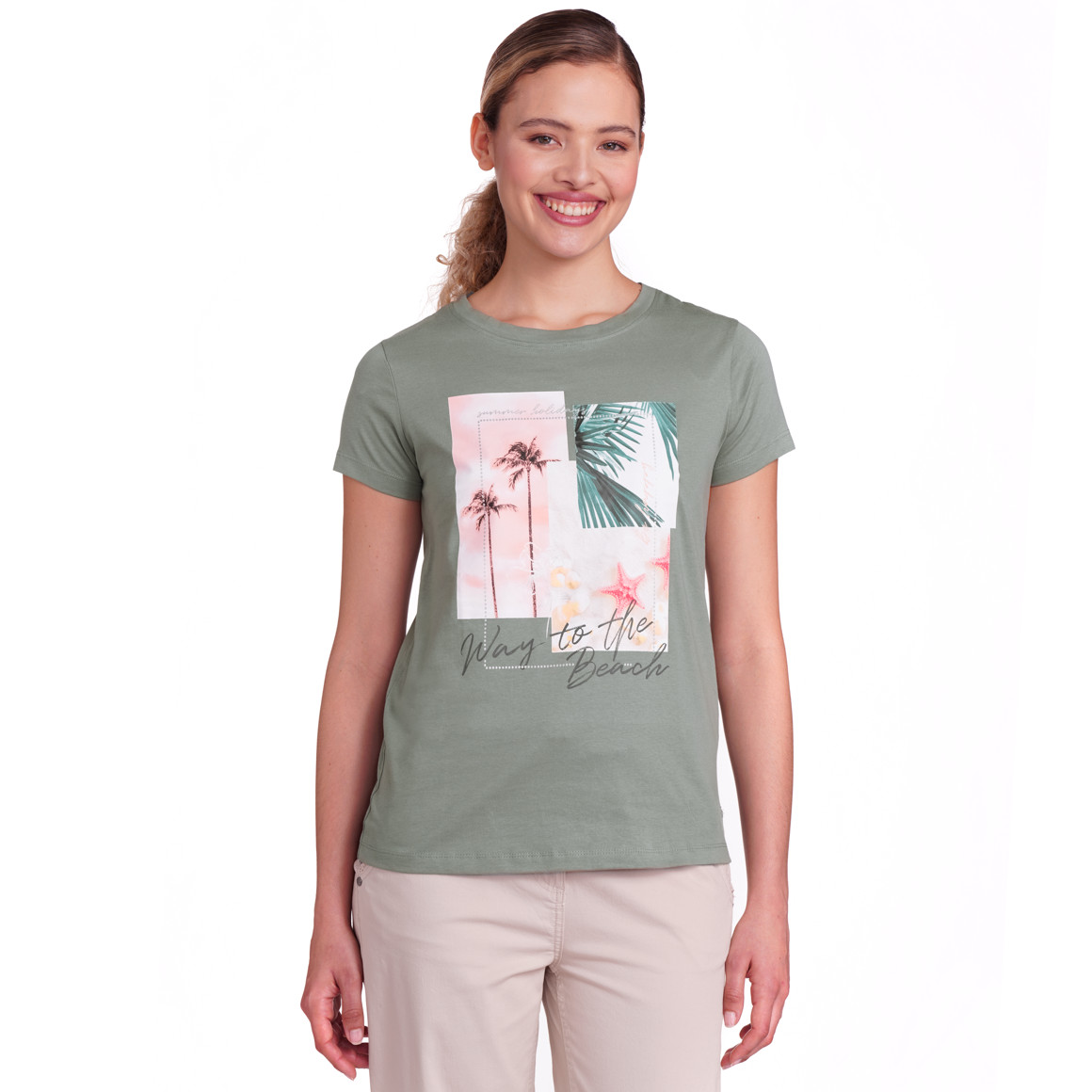 Gina Damen T-Shirt mit Print salbei
