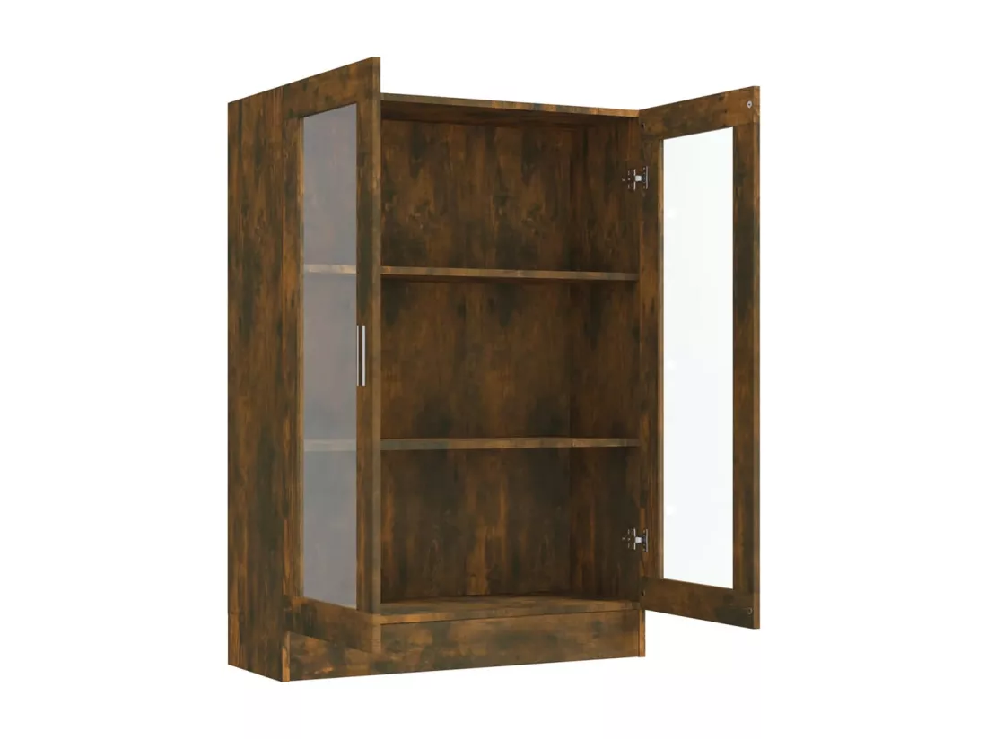Armoire à vitrine Chêne fumé 82,5x30,5x115 cm Bois d'ingénierie