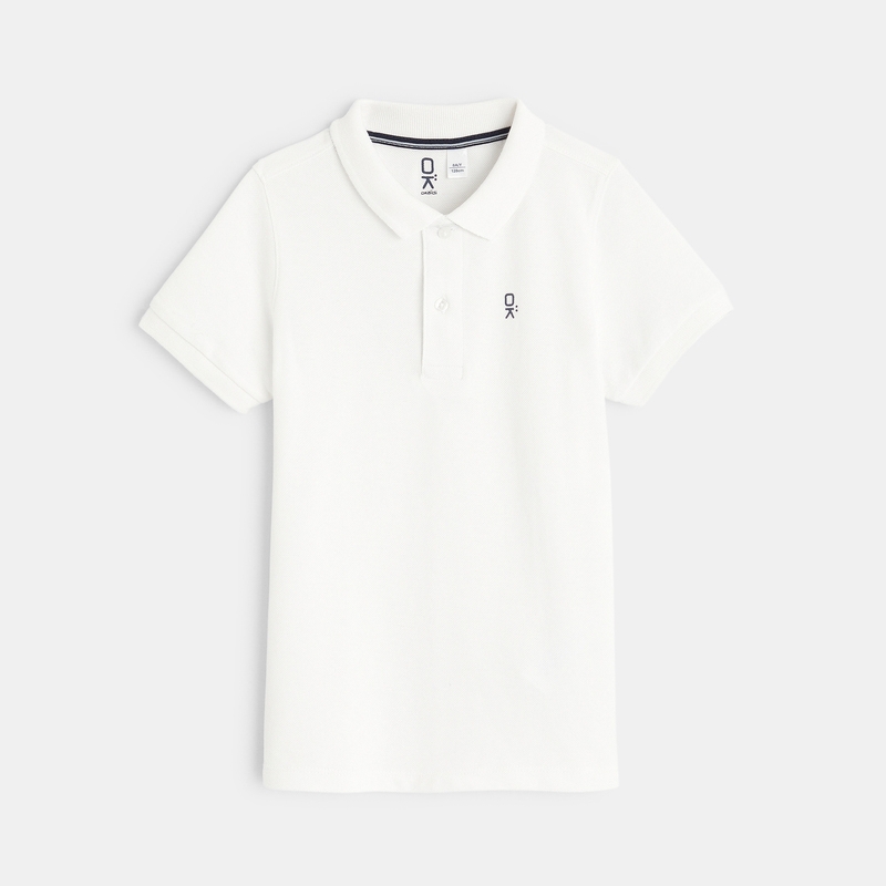 Polo en coton piqué blanc garçon