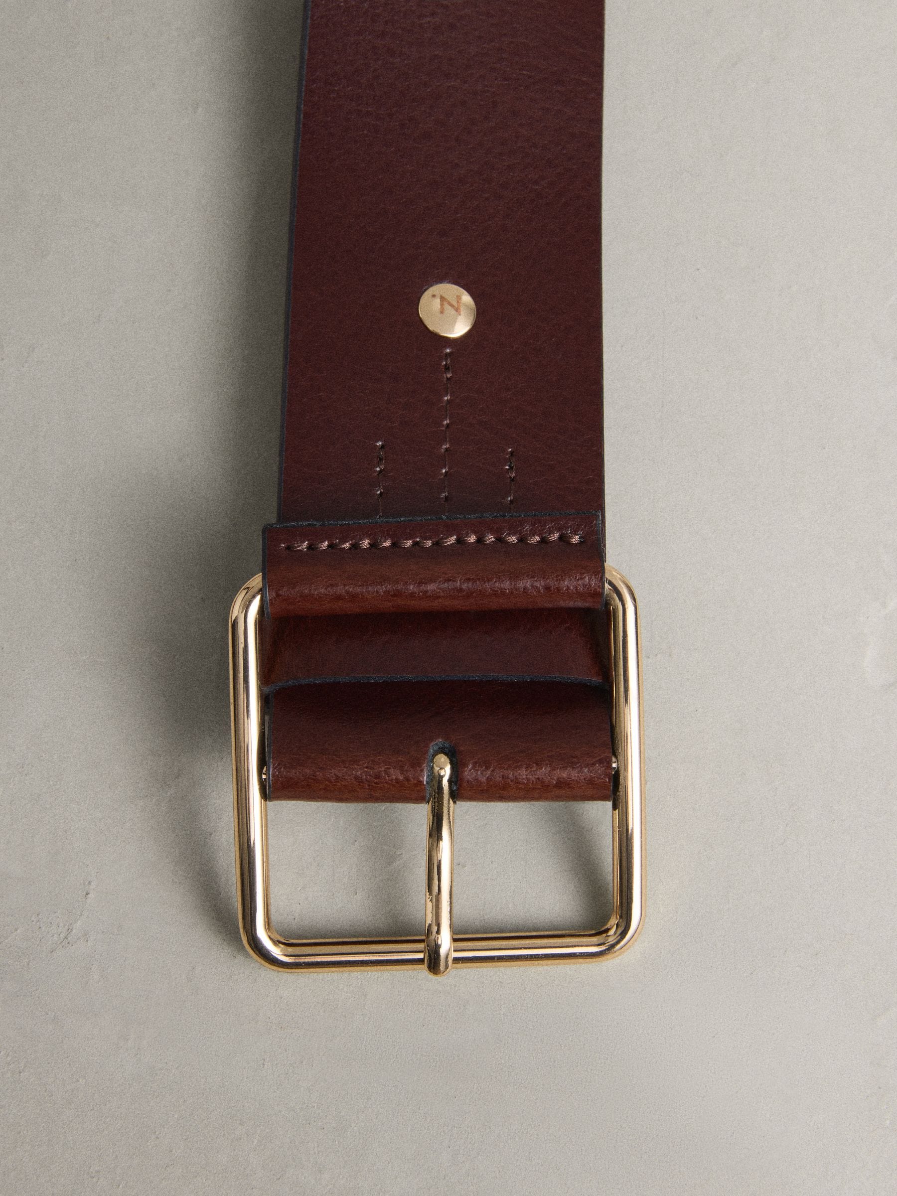 Bessenrood - N. Premium brede leren riem, Made in Italy