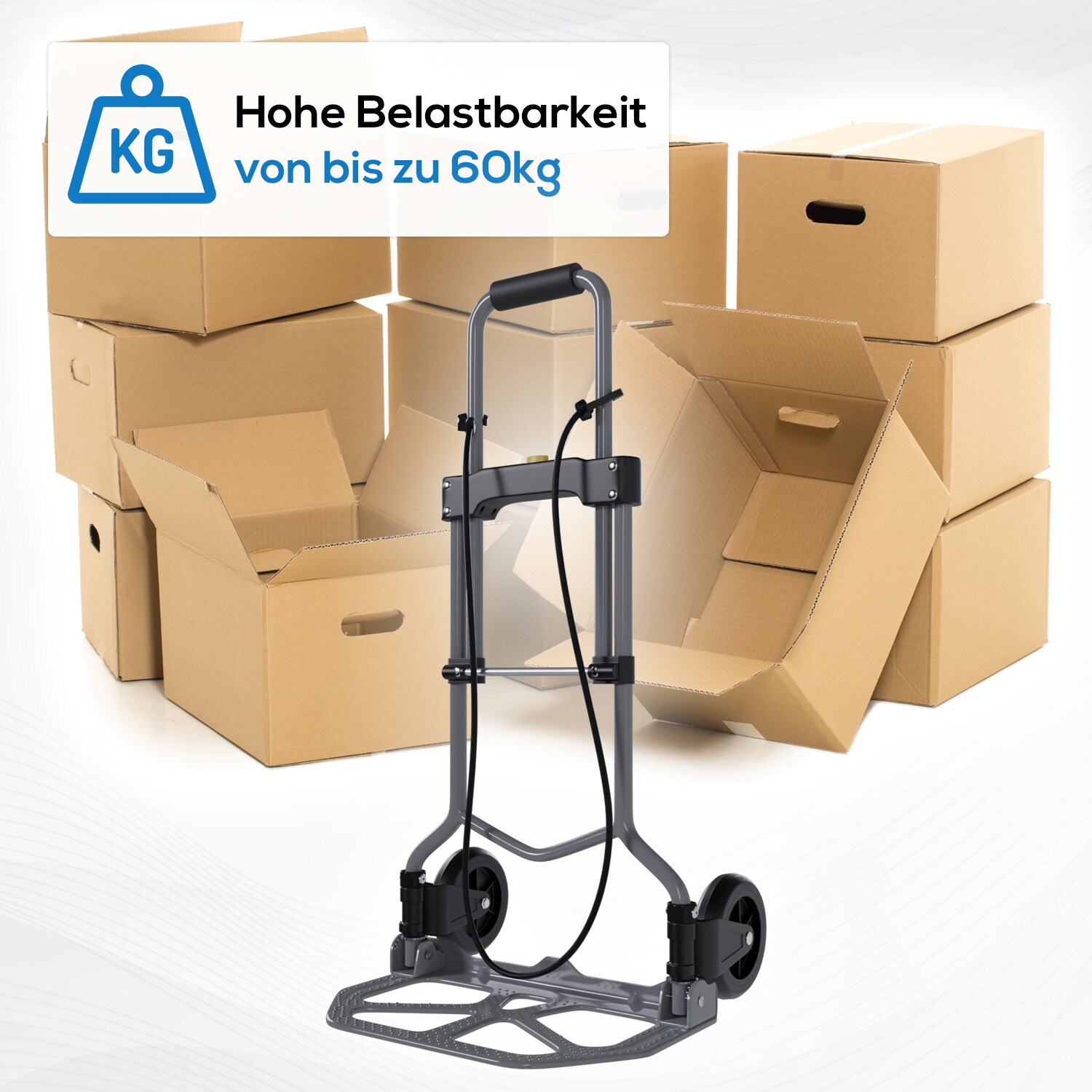 TroniTechnik® Sackkarre SK-02 Handkarre klappbar, Transportkarre bis 60kg, Klappwagen aus Metall - Transportwagen
