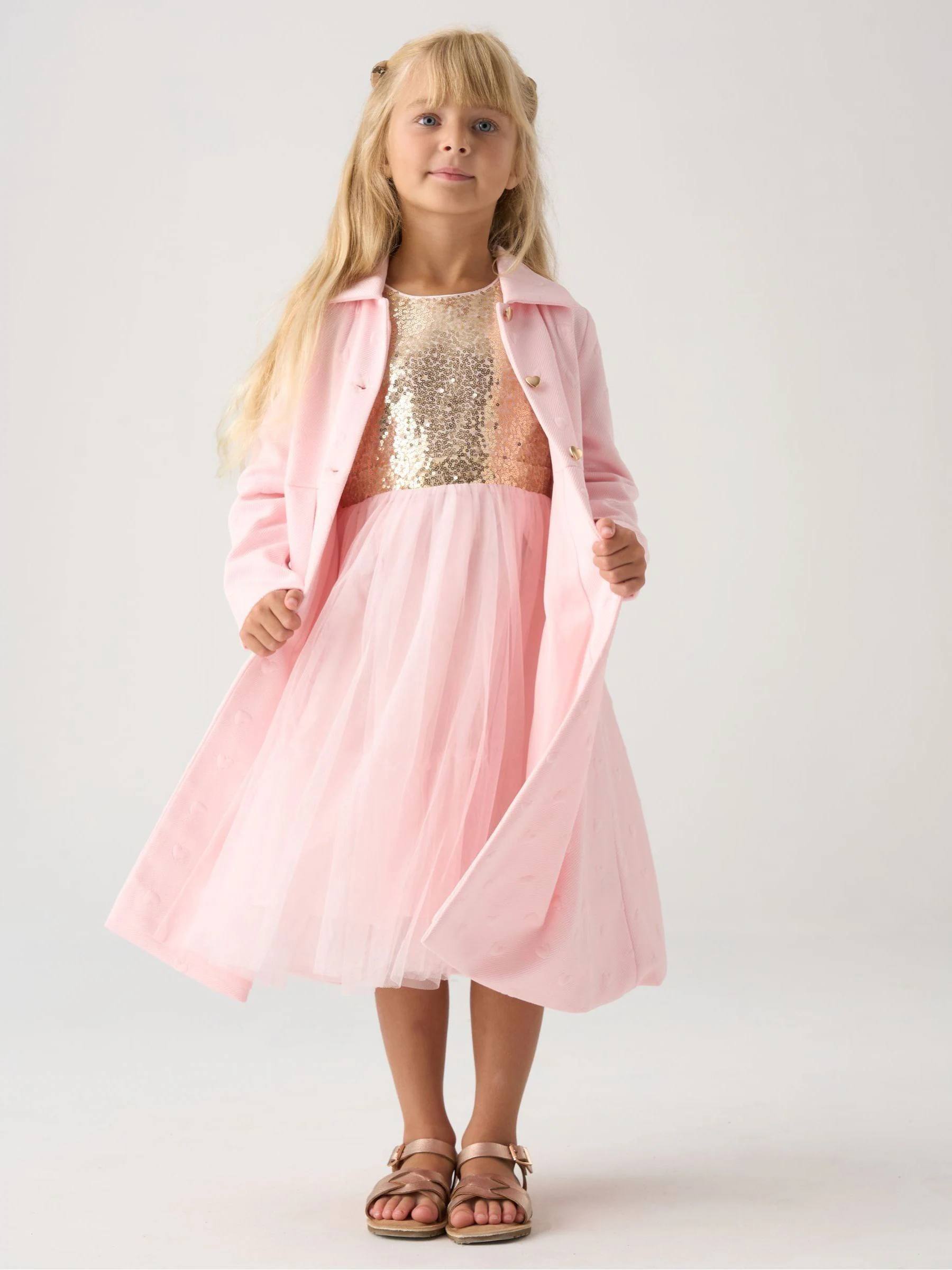 Roze - Miss Jacquard Star Jacket and Sequin Dress Set