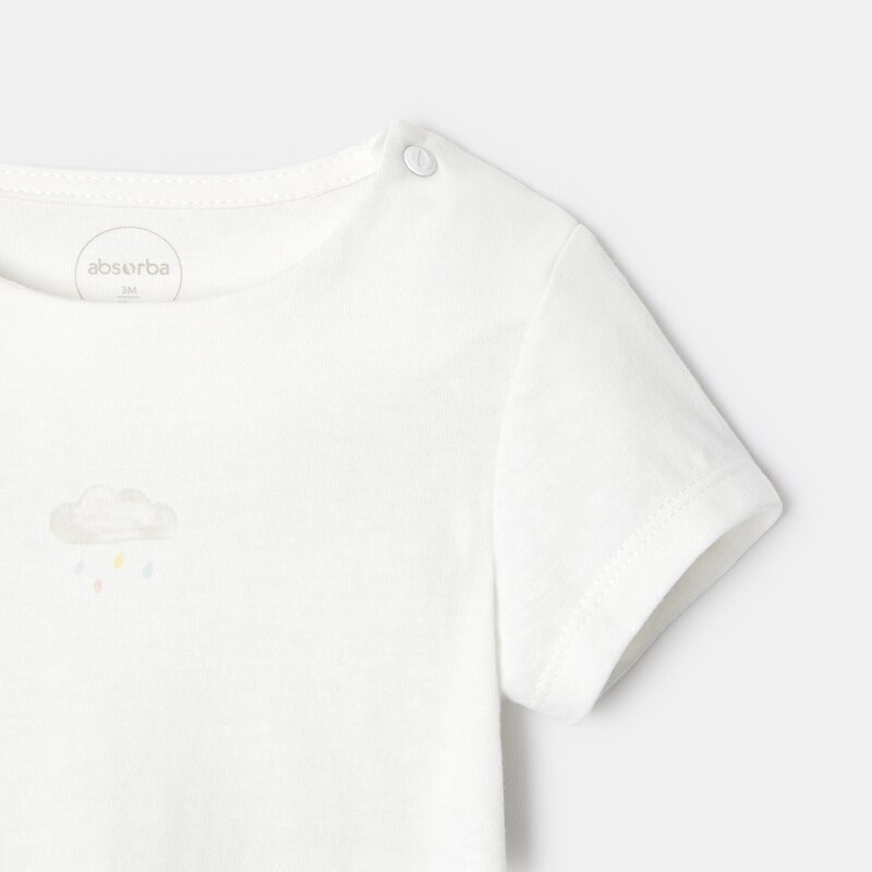 T-shirt manches courtes en coton bio blanc naissance Absorba Blanc