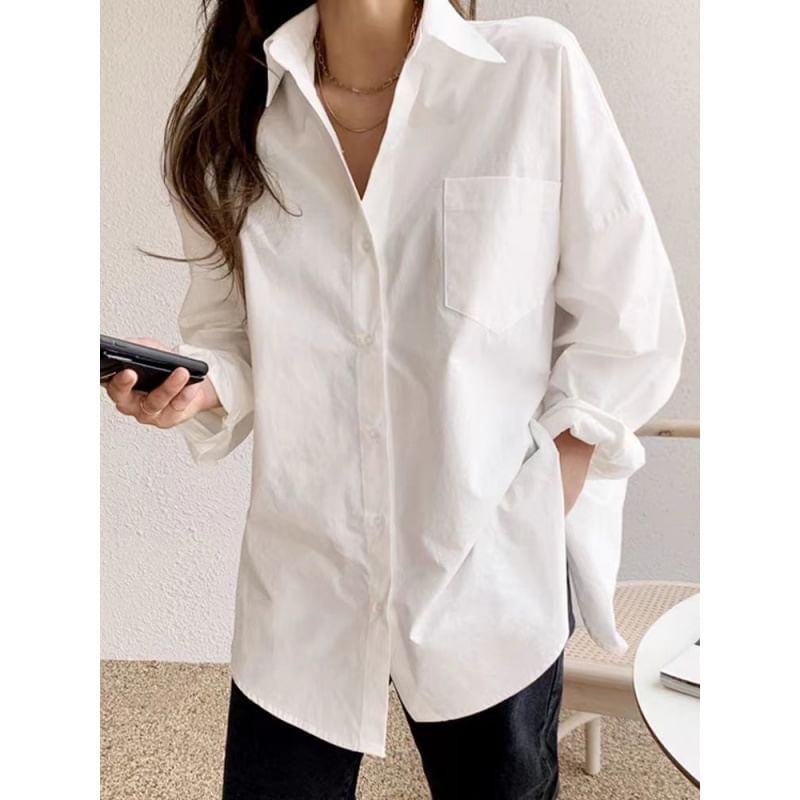 Onipixiy - Oversized overhemd met lange mouwen en knoopjes