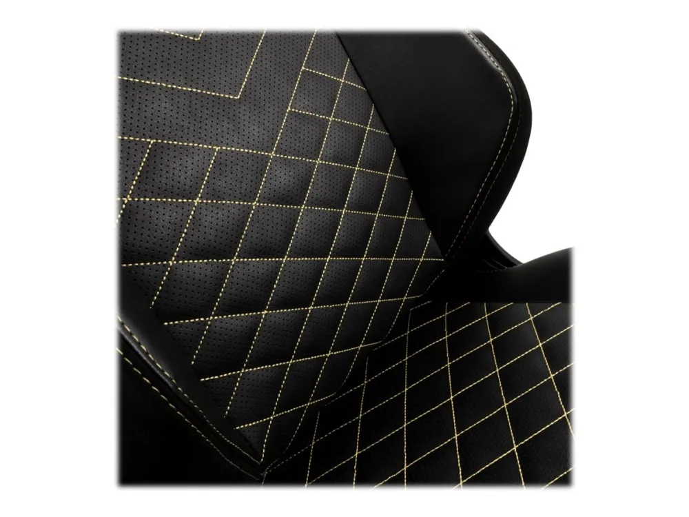 Noblechairs Hero - Stol - ergonomisk - armstøtter - T-formet - vippe - drejeled - aluminium, polyurethan, stål, memory foam, polyuretan vegan falsk læder - sort, guld