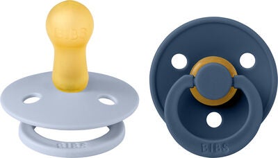 BIBS Colour Smokk 2-pack Lateks Str 2 Rund, Dusty Blue/Steel Blue