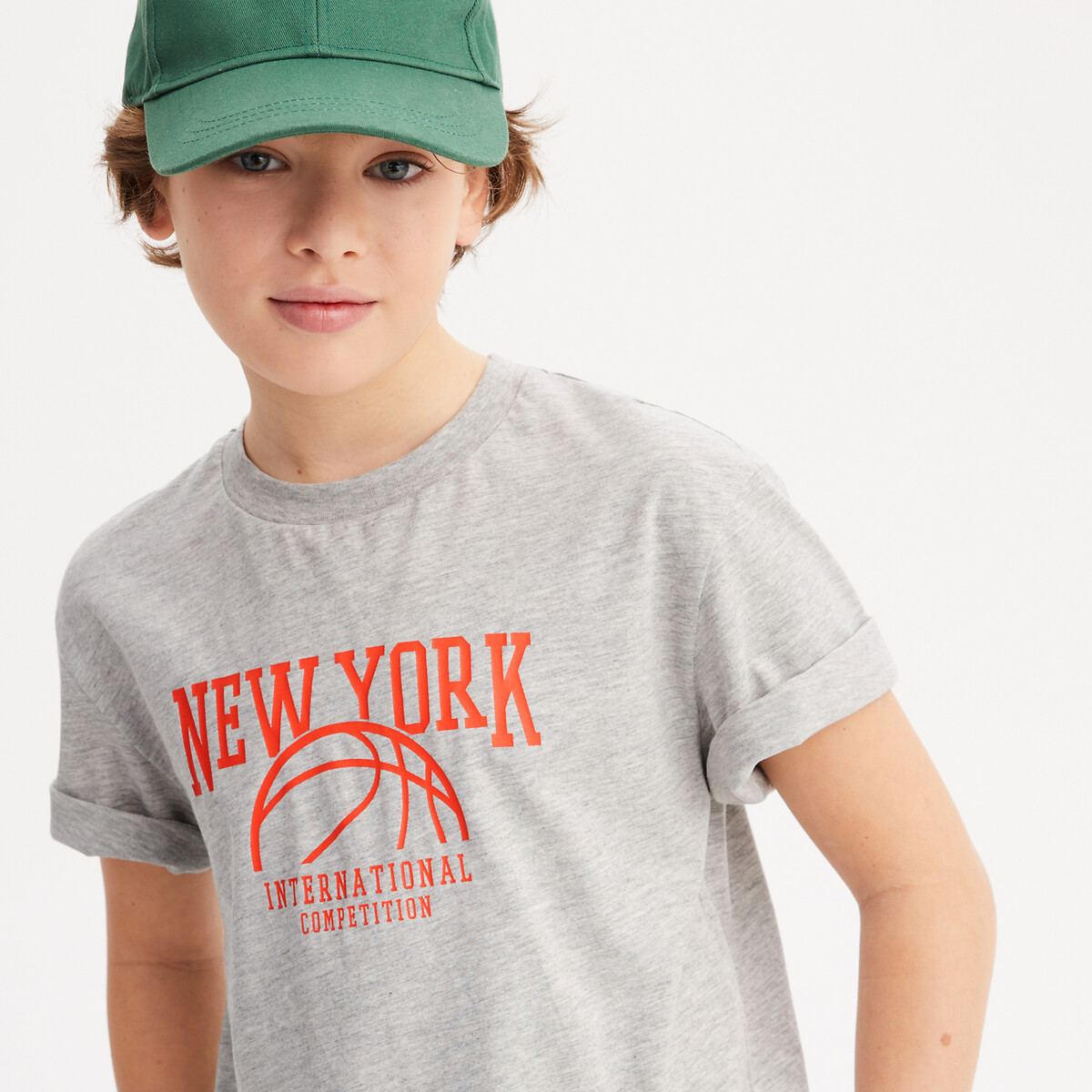COLEÇÃO LA REDOUTE<br>Camiseta com gola redonda e estampa de basquete