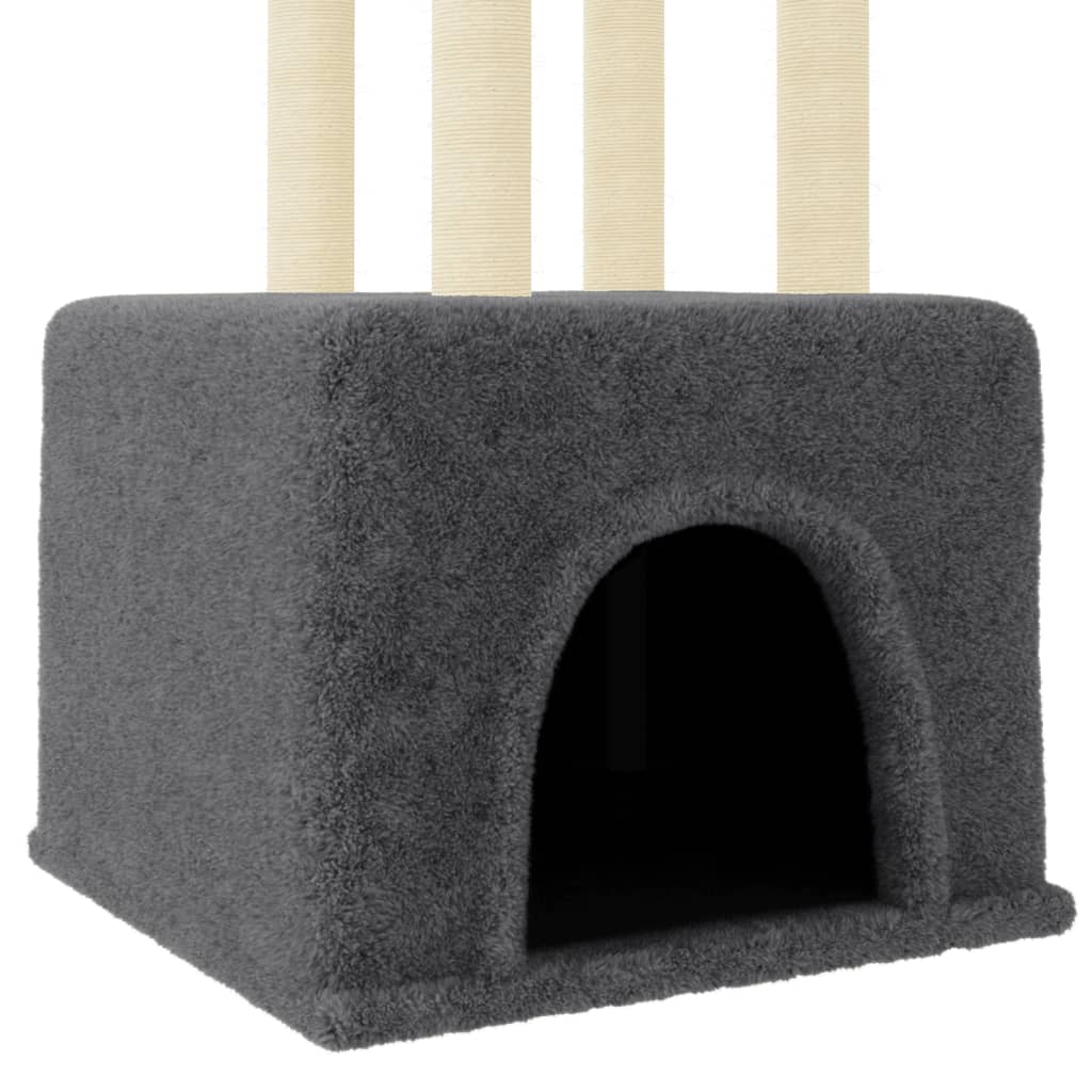 Arbre à chat avec griffoirs en sisal gris foncé 133,5 cm