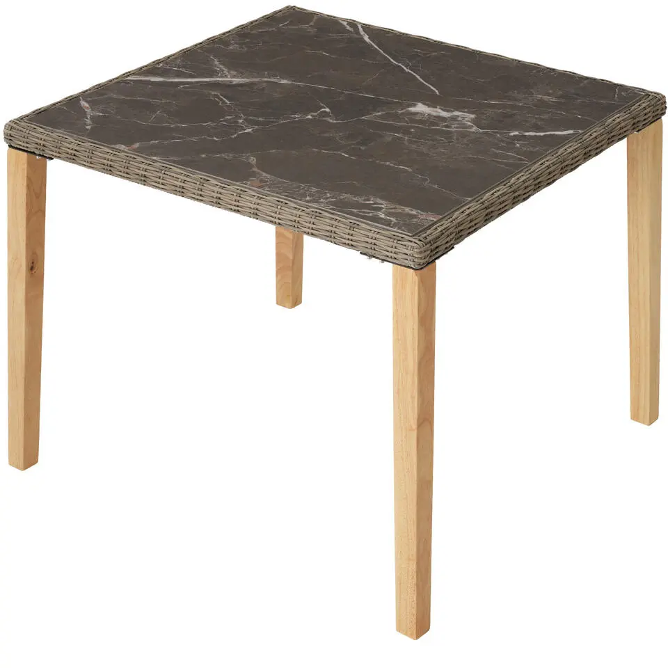 tectake Wicker tafel Tarent met 4 stoelen Rosarno, Natuur