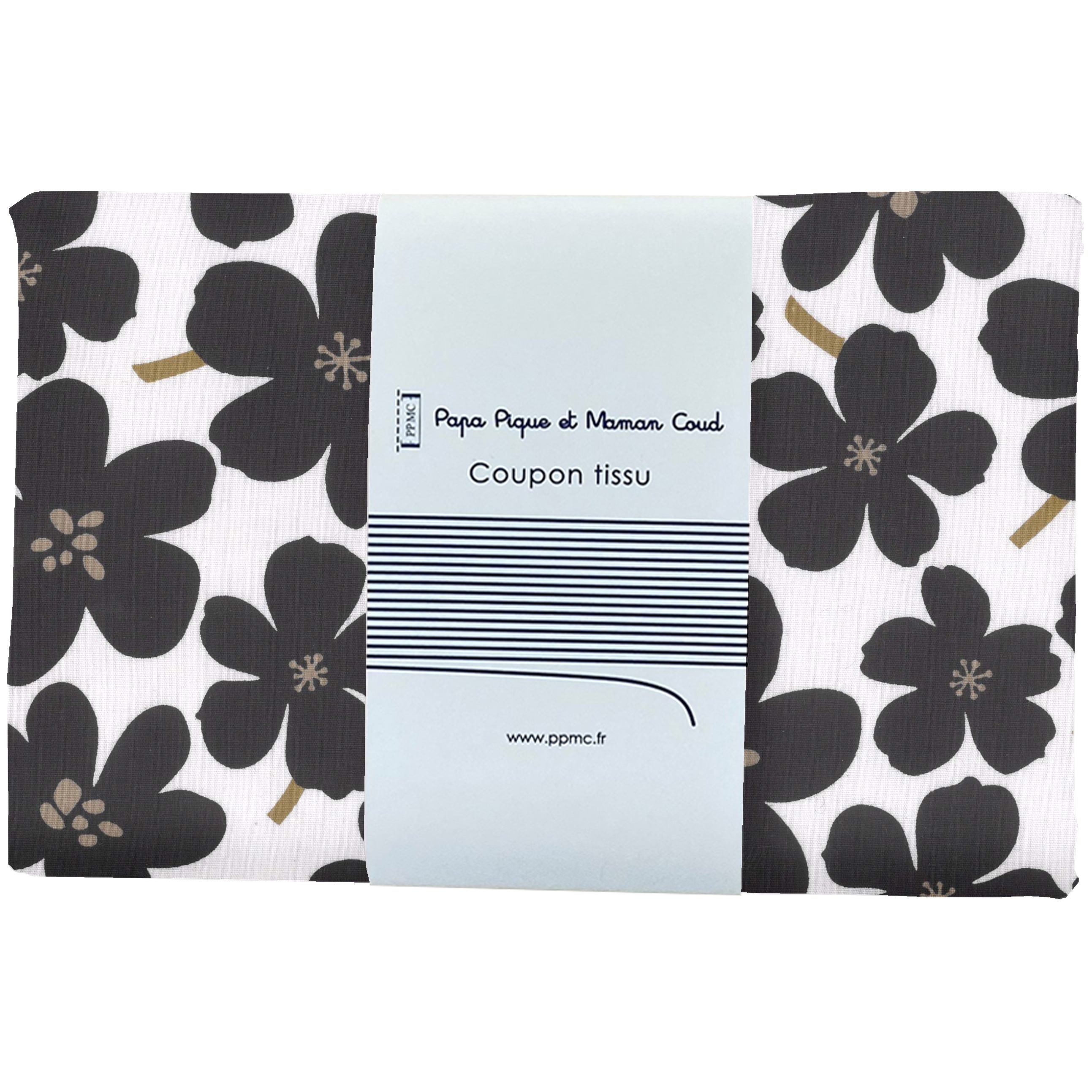 Coupon Tissu 1 M Ex2424 Primeveres Noir Et Blanc