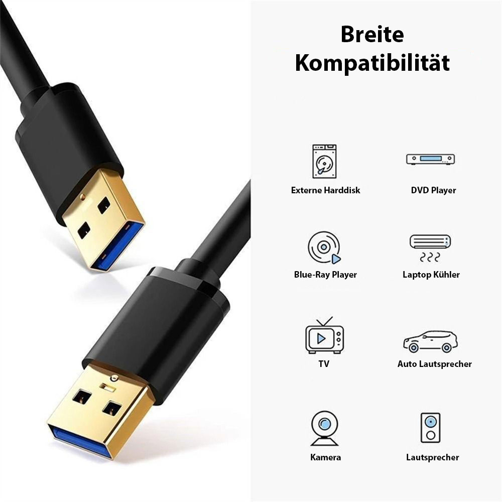 (2m) USB 3.0 (m) auf USB 3.0 (m) Verbindungskabel - Schwarz