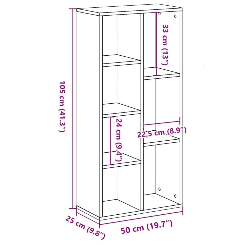 vidaXL - Boekenkast met 7 vakken - Wit - Bewerkt hout- 50x25x105 cm