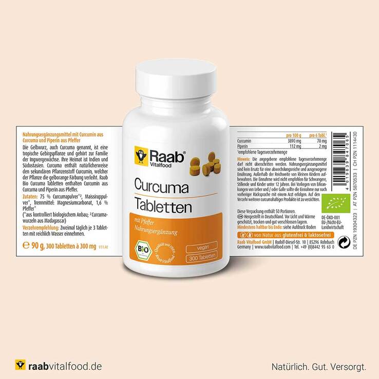 Raab Vitalfood Curcuma Bio Tabletten, 300 St