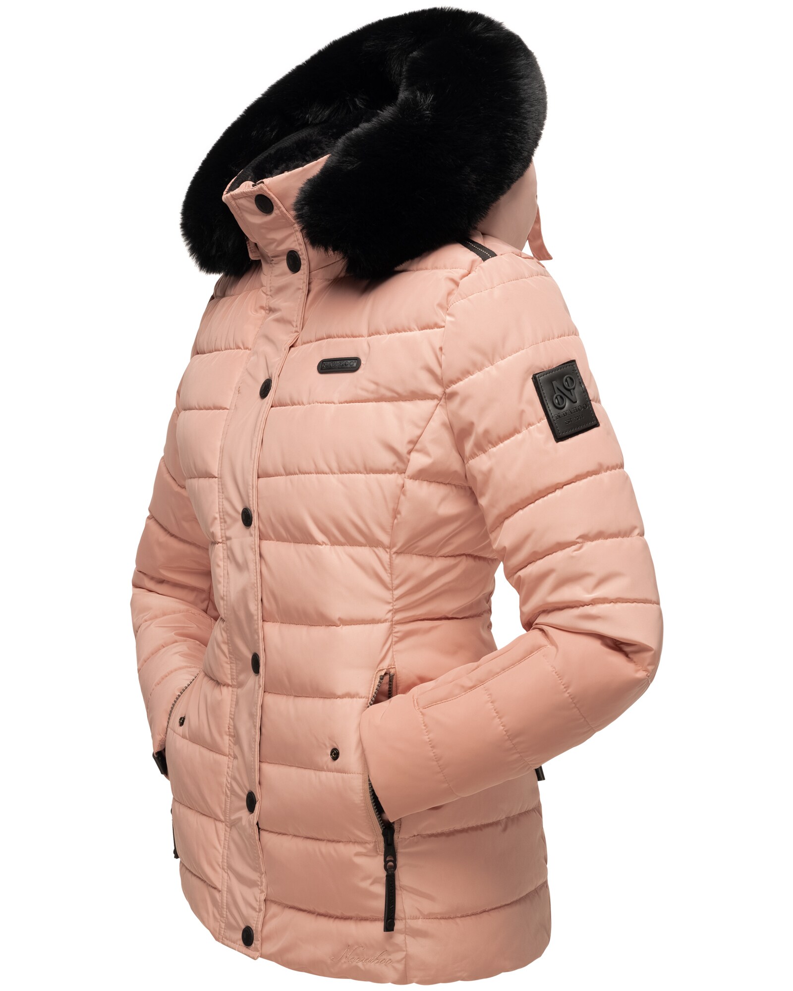 NAVAHOO Damen Warme Steppjacke Winterjacke mit weicher Kunstfell-Kapuze Milianaa