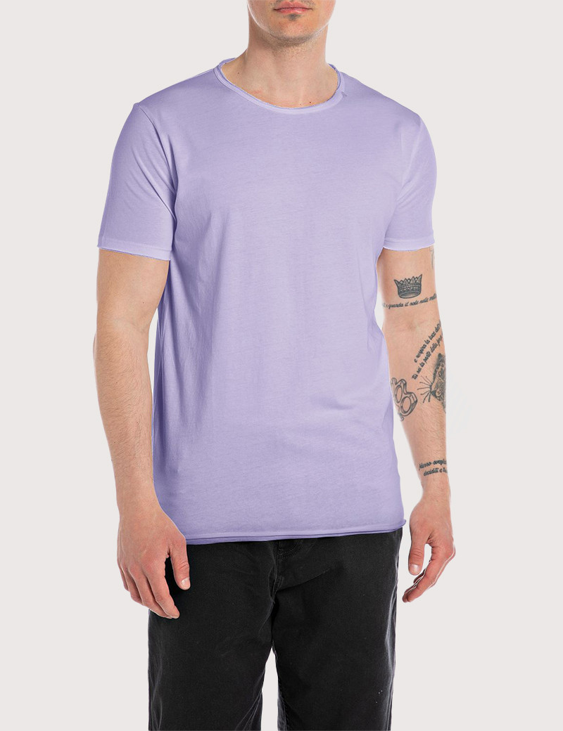 REPLAY T-SHIRT HOMME MANCHES COURTES COL ROND LAVANDE
