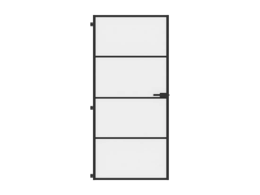 Porte intérieure mince noir 93x201,5 cm verre trempé aluminium