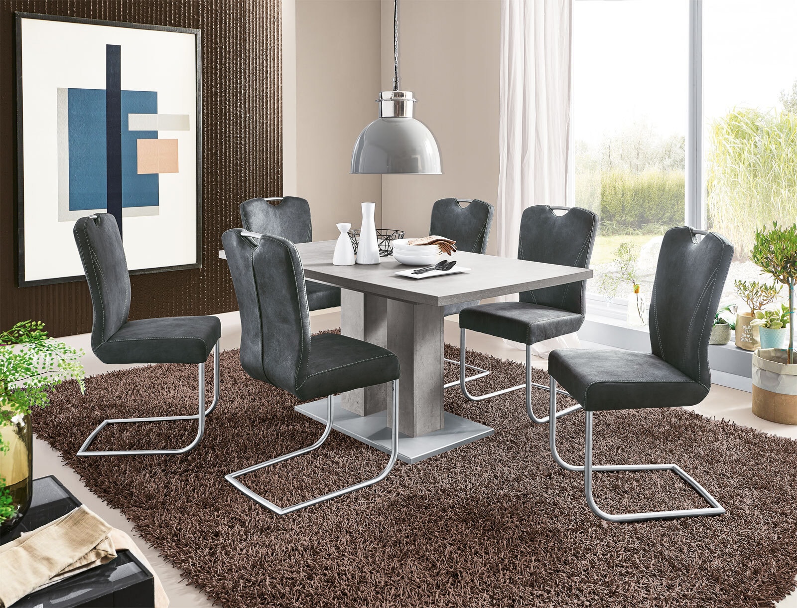 CASAVANTI Esszimmerstuhl FRANCESCO 2er Set Edelstahl /grau