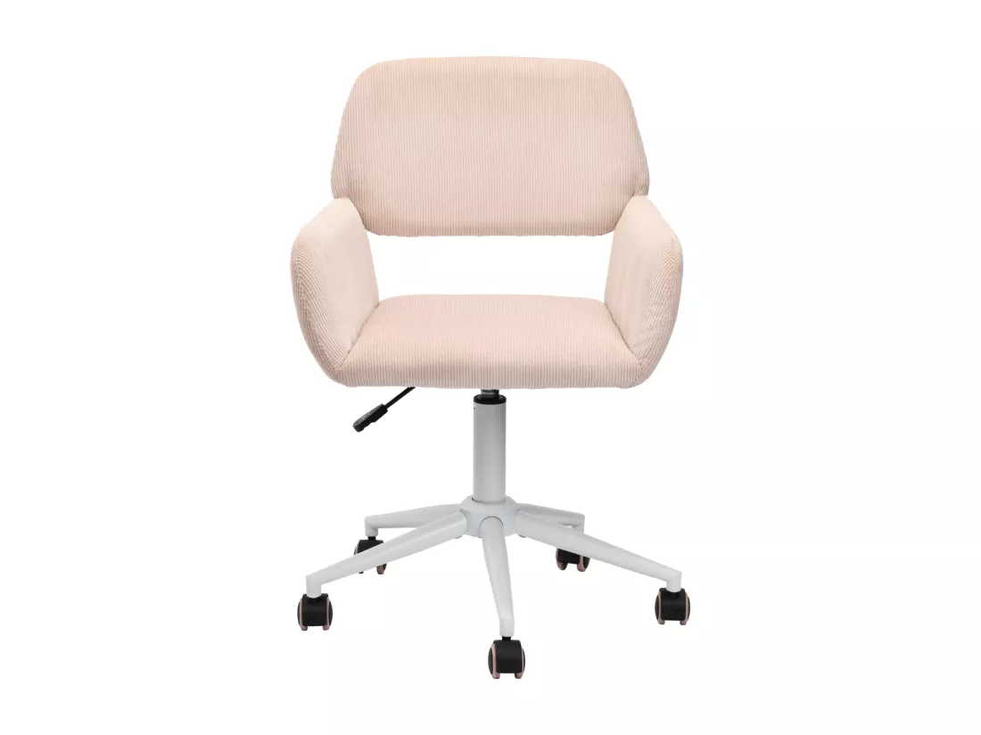 URBAN MEUBLE Chaise de bureau en velours côtelé rose, réglable en hauteur, rotation à 360°