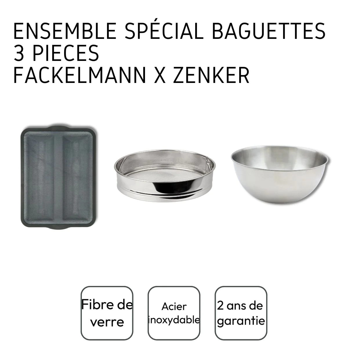Ensemble 3 ustensiles spécial baguette x Zenker