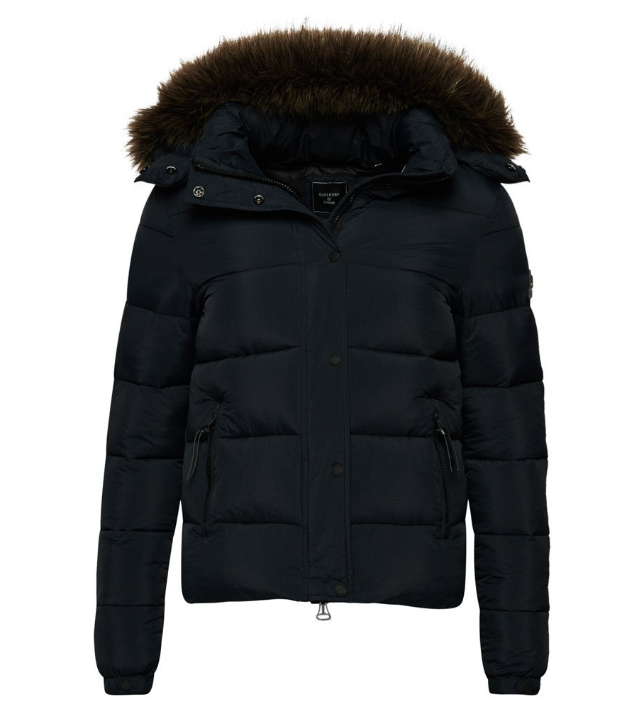Jaqueta cropped com capuz Superdry Mid-Duty, preta