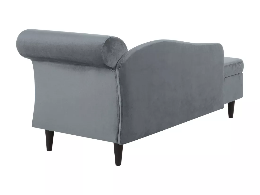 Chaise longue côté droit en velours gris clair LUIRO