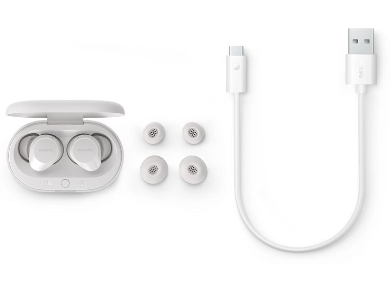 Philips True Wireless In-Ear-Kopfhörer TAT1209WT Weiss Kabellose Kopfhörer mit Mikrofon für den Lifestyle-Einsatz