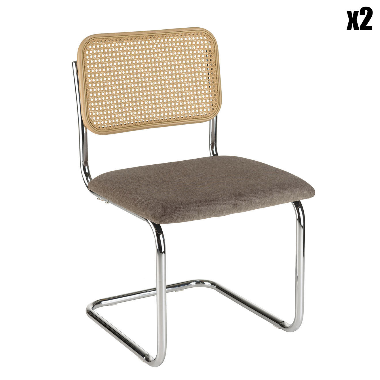 Macabane 2 Chaises Léa taupe - 50x56x84 cm