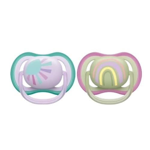 Philips Avent SCF085/59 Ultra Air-sutter 0-6 måneder, 2 stk, regnbuefarvet
