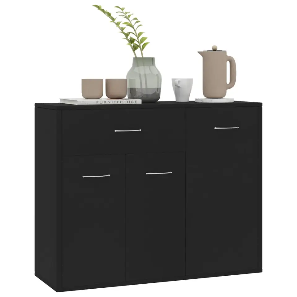 vidaXL - Dressoir - Zwart - Bewerkt hout