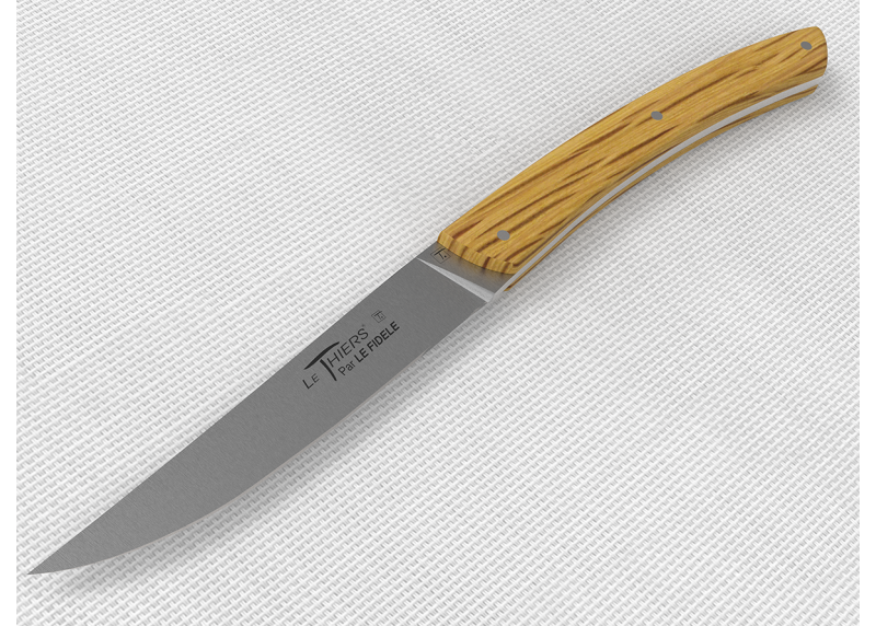 Service de 6 couteaux de table LE THIERS® avec un manche en bois de chêne et lame en acier inoxydable