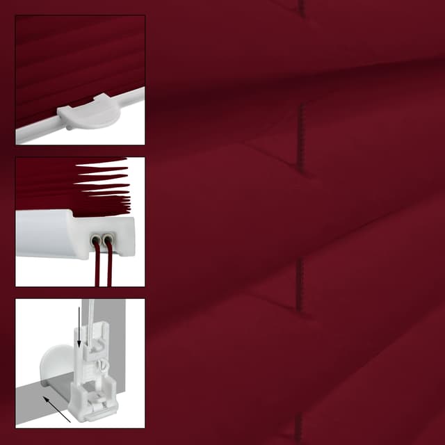 ECD Germany Plisseret Clamp Fix uden boring 55x200 cm Bordeaux Viewpt Sol og