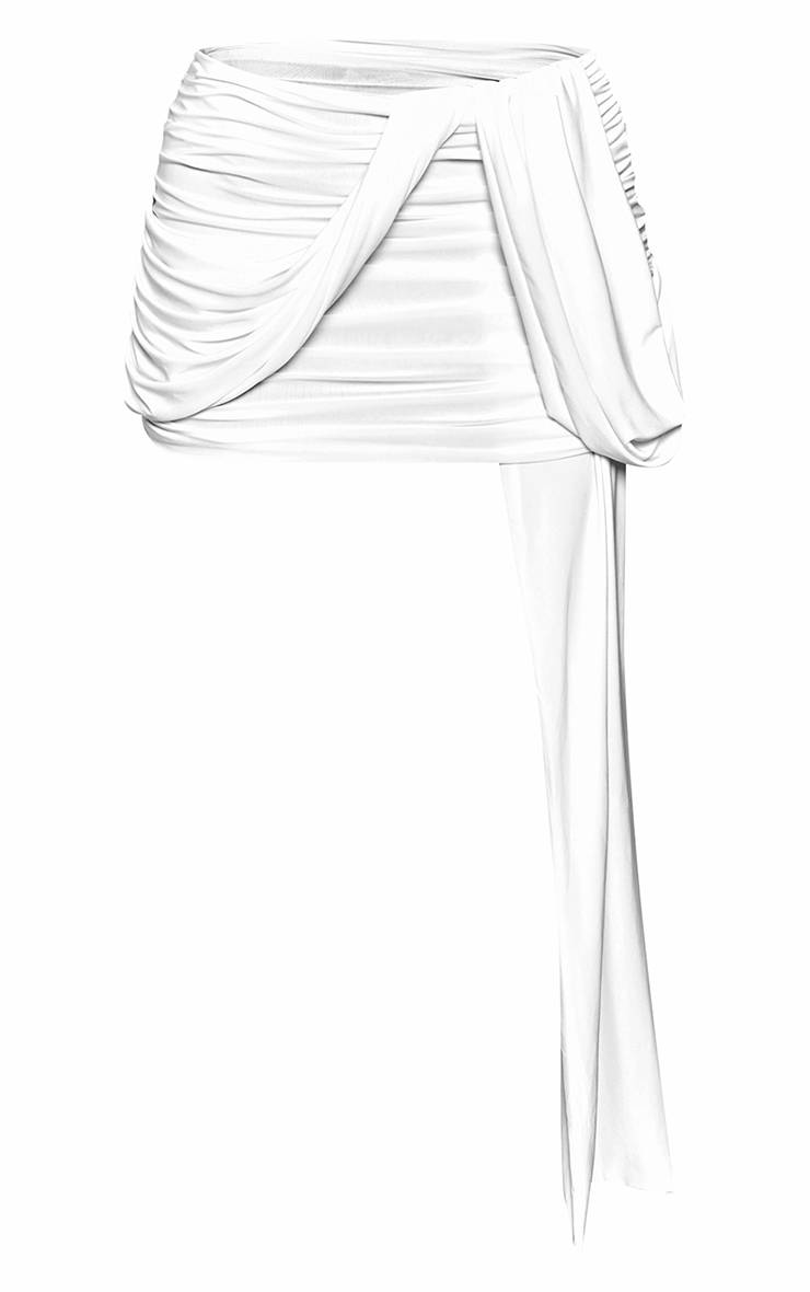 Blanc Jupe Mini Drapée Froncée En Jersey Slinky
