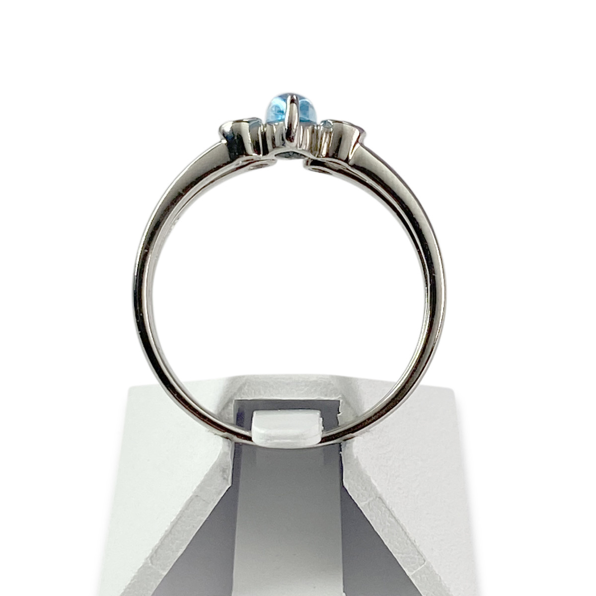 Duo bagues d'occasion or 375 blanc topaze bleue traitée et zirconia
