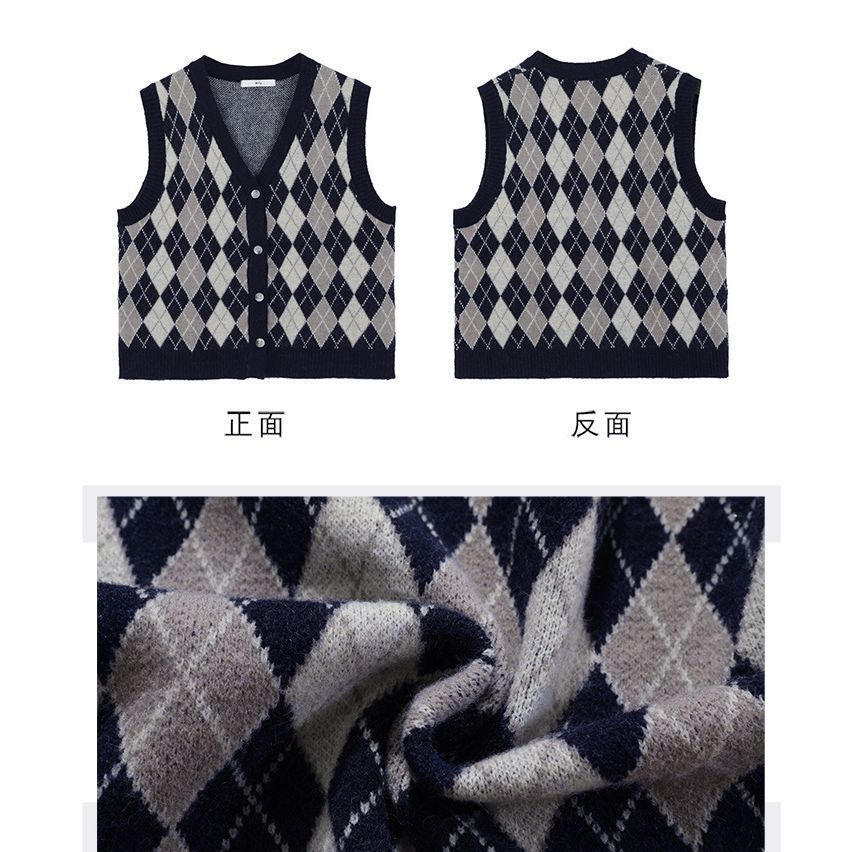 Yupina - V-hals Argyle Trui Vest