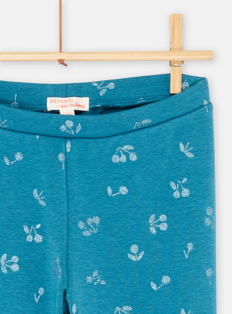 Legging bleu pétrole imprimé pour fille