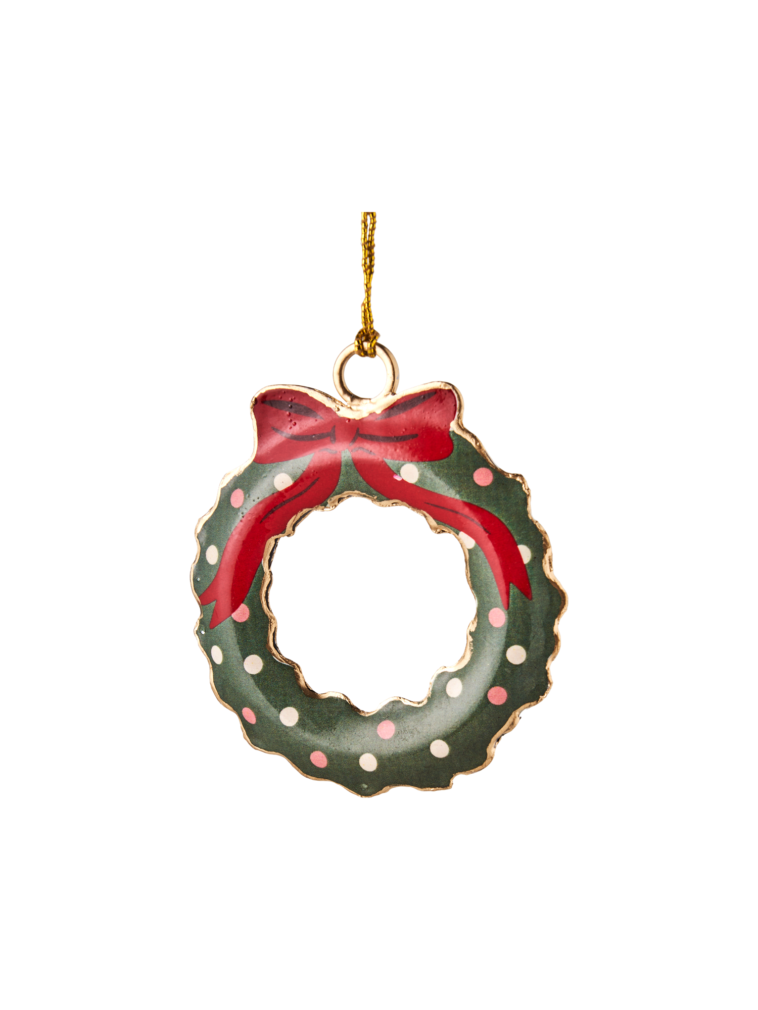 Juleophæng med krans | Jern/emalje. 5,7 x 6 cm. | Moss Green