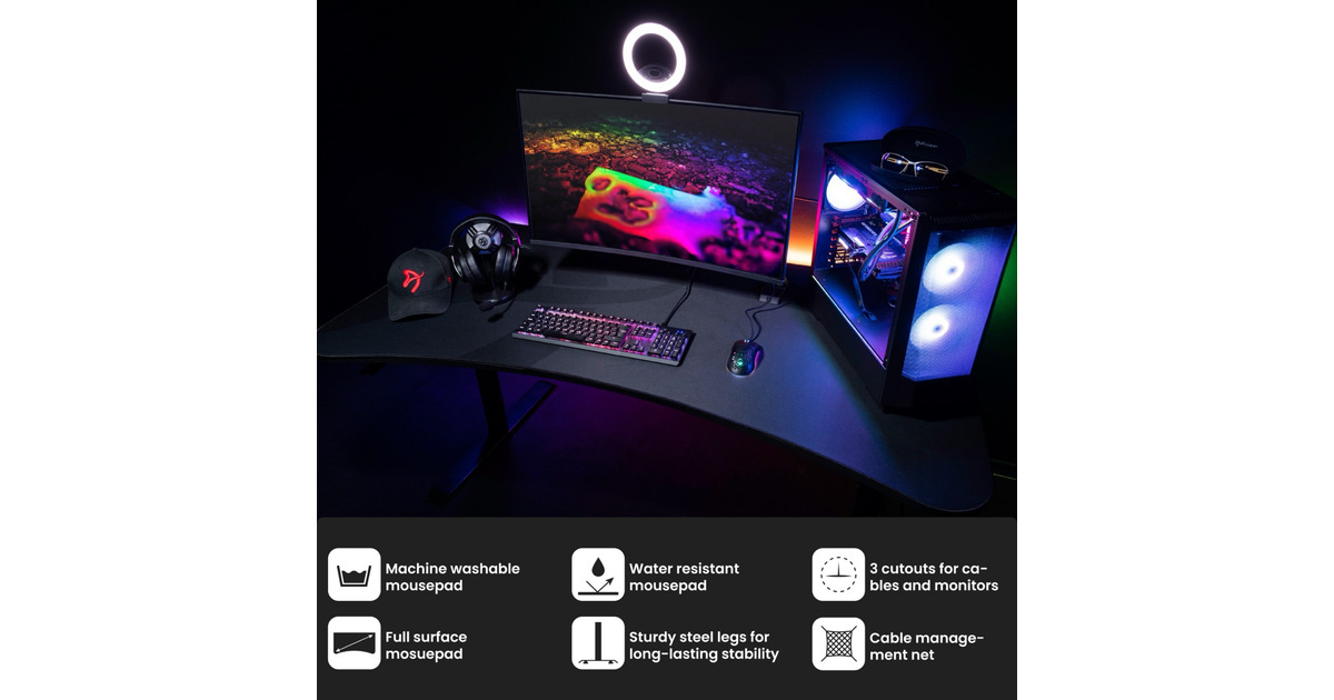 ArozziArena Gaming Desk - Dark Grey  (Zwart/donkergrijs)
