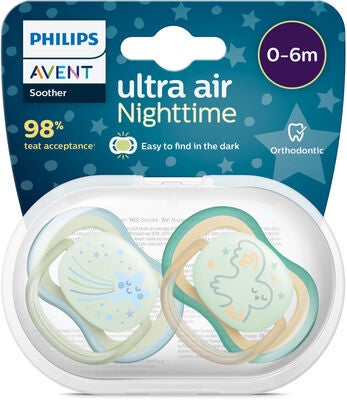 Philips Avent Ultra Air Night Smokker 2-Pack 0-6m, Grønn/Blå