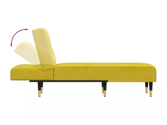 Chaise longue jaune velours
