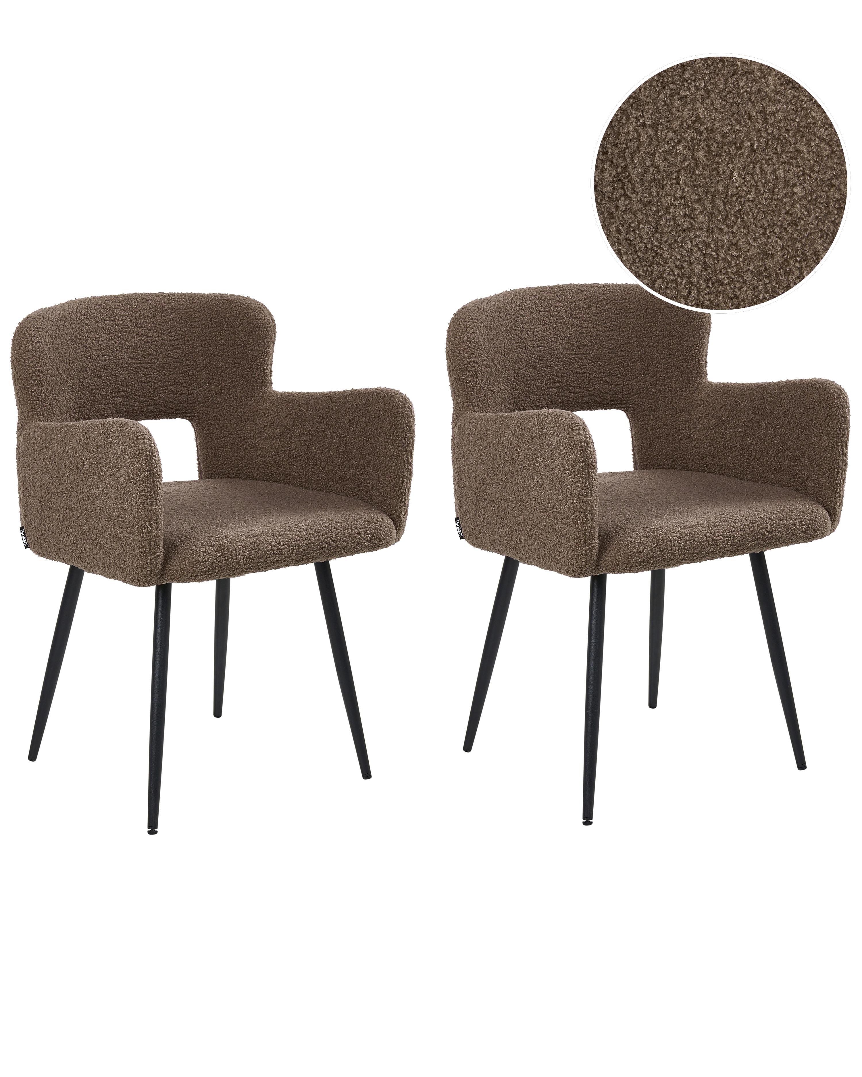 Set van 2 eetkamerstoelen SANILAC Bouclé Bruin
