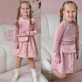Velvet Leopard Dress & bag - roze